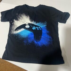 H&M Black Tee with Blue and White Controller Graphic